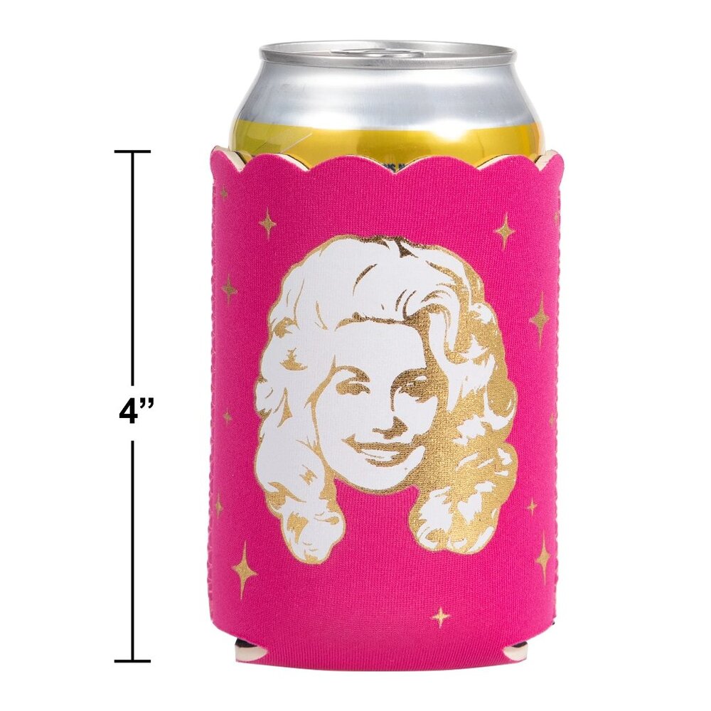 Dolly Parton Pink Gold Can Cooler Sleeve 4x5 Neoprene Party Favor Bachelorette - Picture 4 of 4